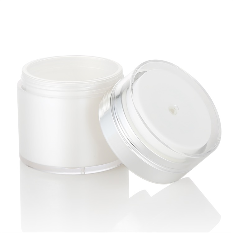 15ml 30ml 50ml pearl white acrylic cosmetic airless jar with pump