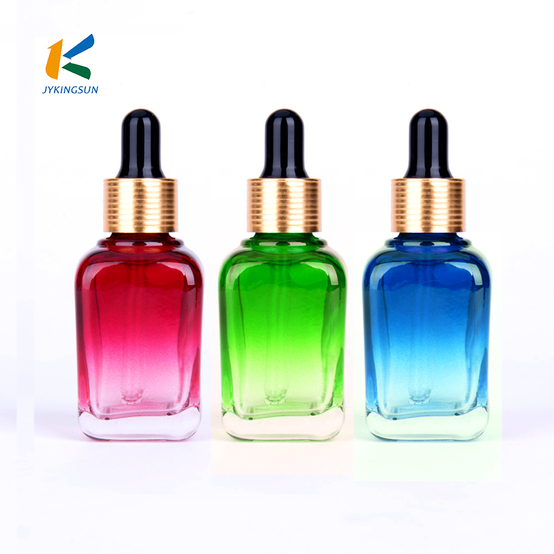 15ml 30ml 50ml square cosmetic gradient glass dropper bottle with pipette