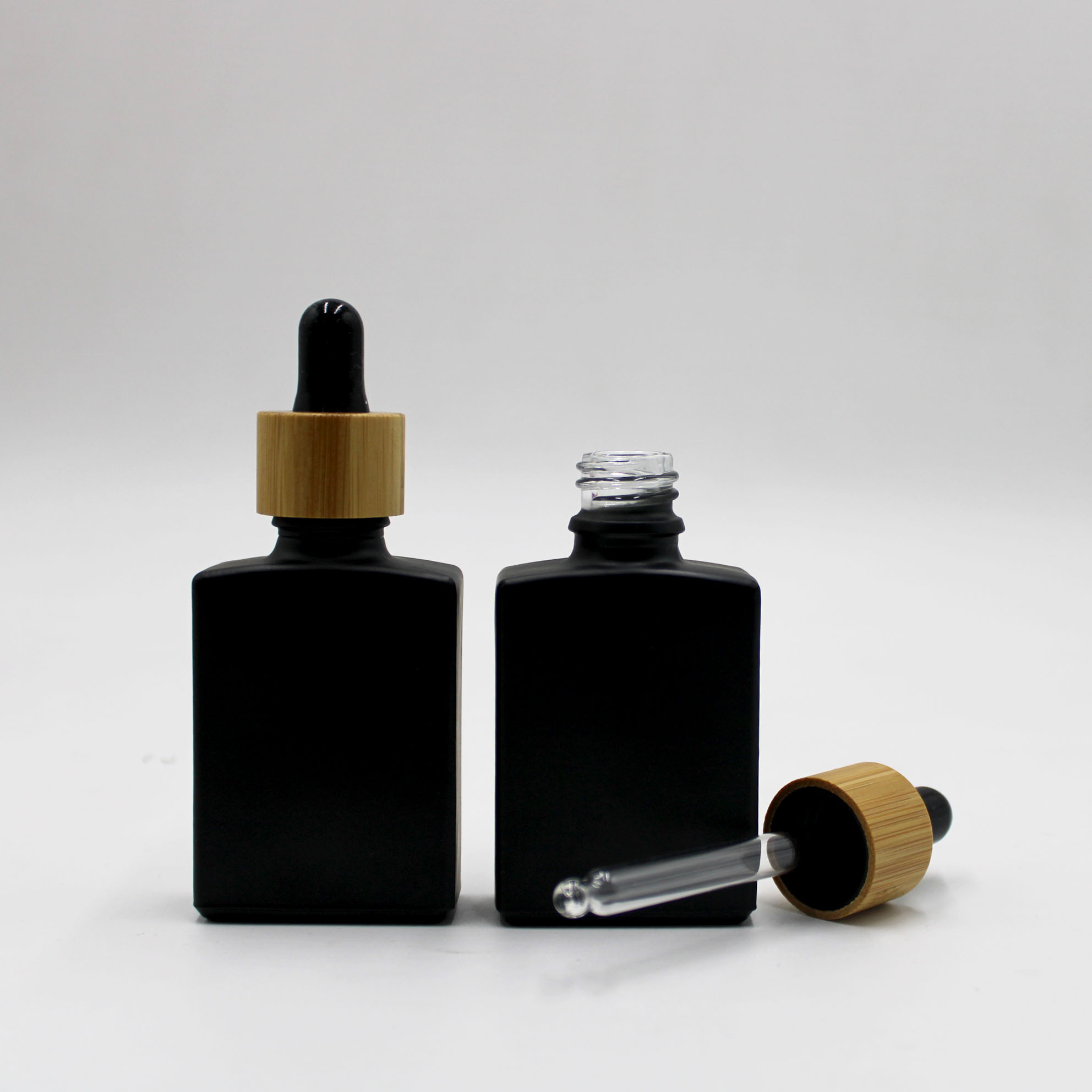 15ml 30ml 50mlsquare glass bottle with dropper black/silver/golden alumiate cap black/white pipette