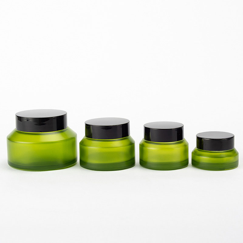 15ml 30ml 60ml 100ml 125ml 200ml custom transparent black cosmetic slanted shoulder glass foundation lotion cream bottle and jar