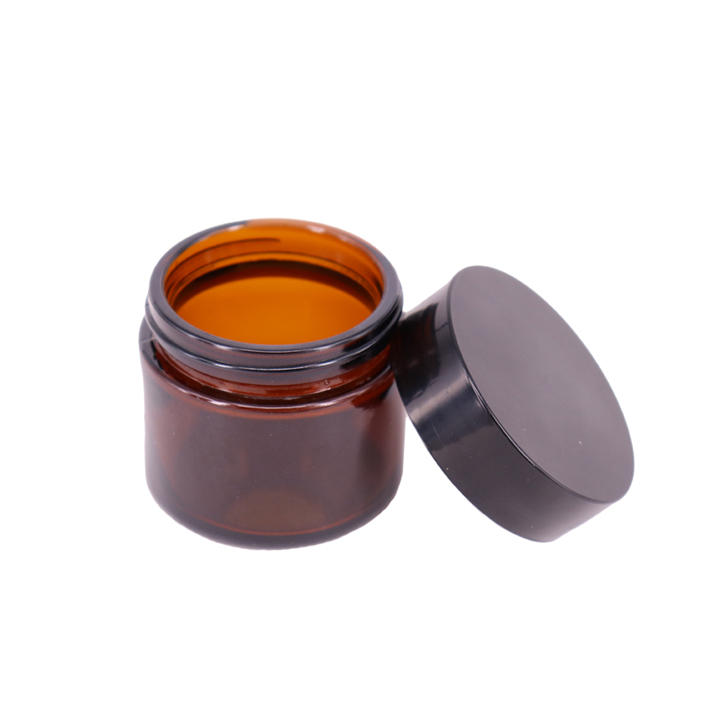 15ml 30ml 60ml 100ml Empty Amber Cylinder Shape Cosmetic Creami Glass Jar Container With Black Lid