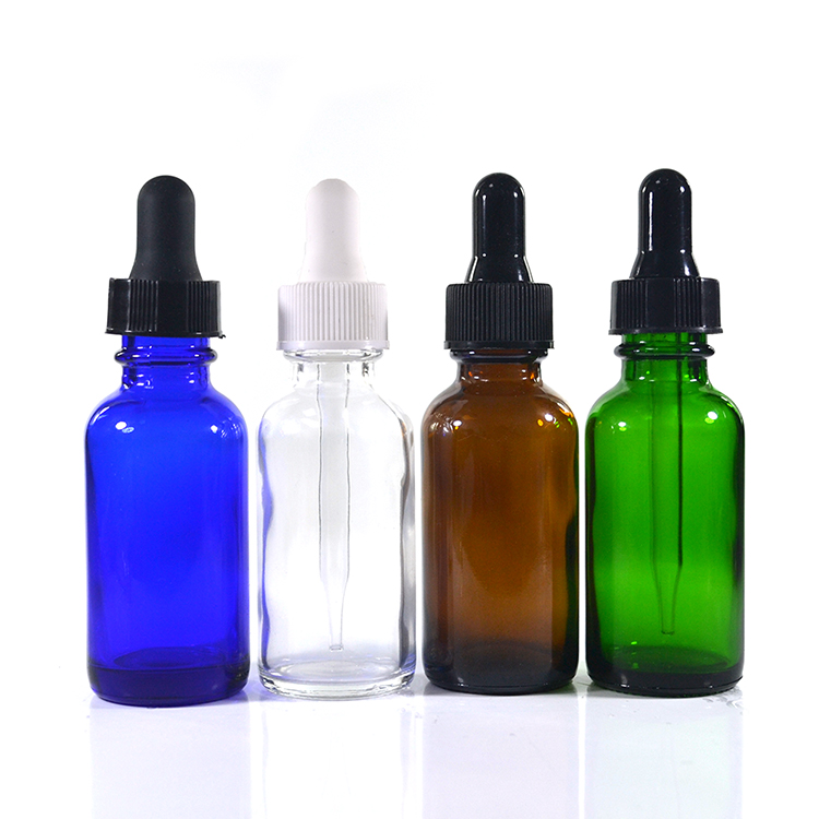 15ml 30ml 60ml 120ml 0.5oz 1oz 2oz 4oz empty clear amber blue green frosted boston shape essential oil glass dropper bottle