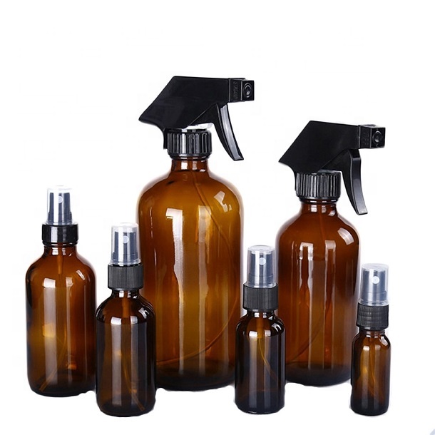 15ml 30ml 60ml 120ml 250ml 500ml empty amber  blue Boston glass perfume spray bottle with refillable atomizer