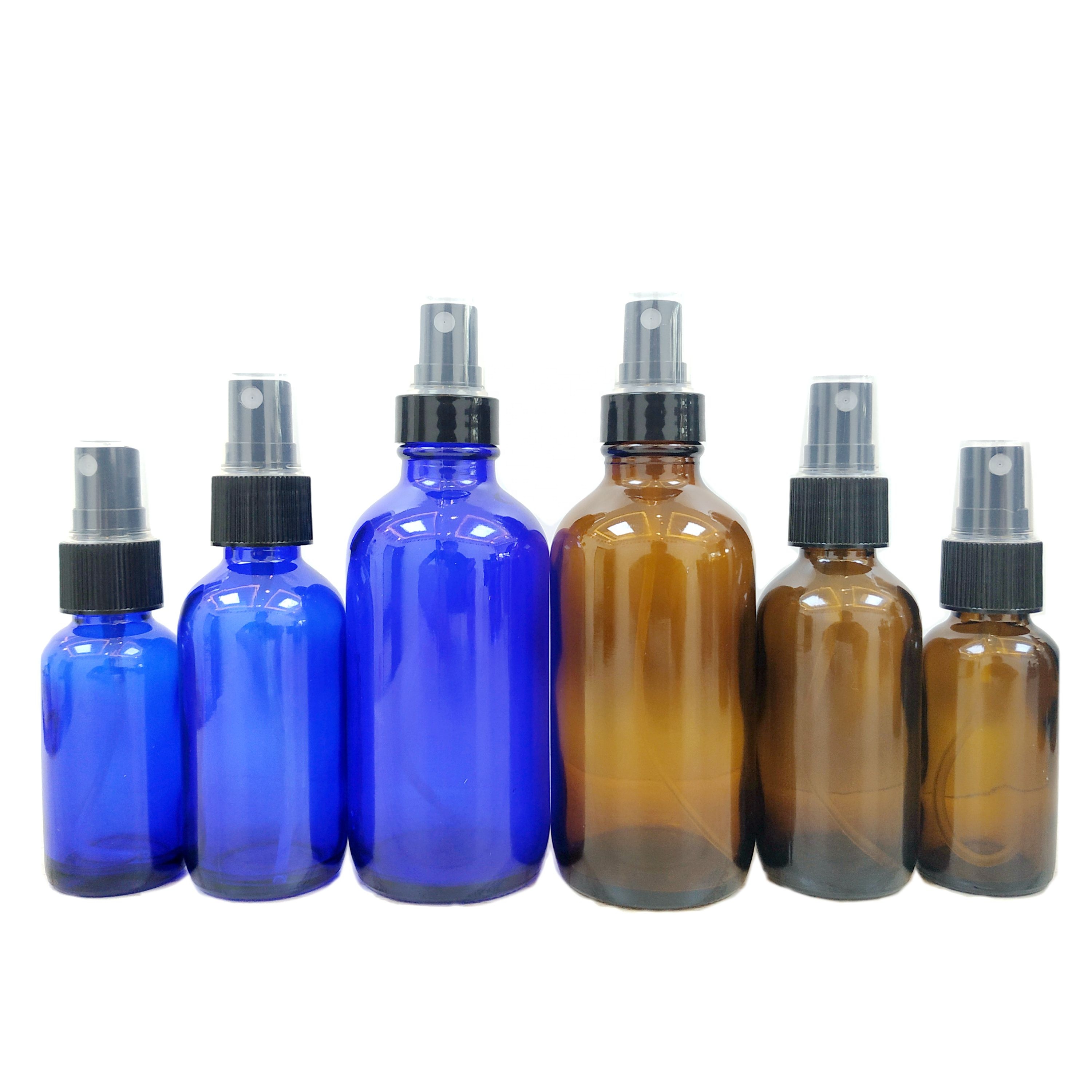15ml 30ml 60ml 120ml Amber Boston Glass Bottle 250ml 500ml 1L Blue Clear CBD Essential Oil Trigger Sprayer Bottle