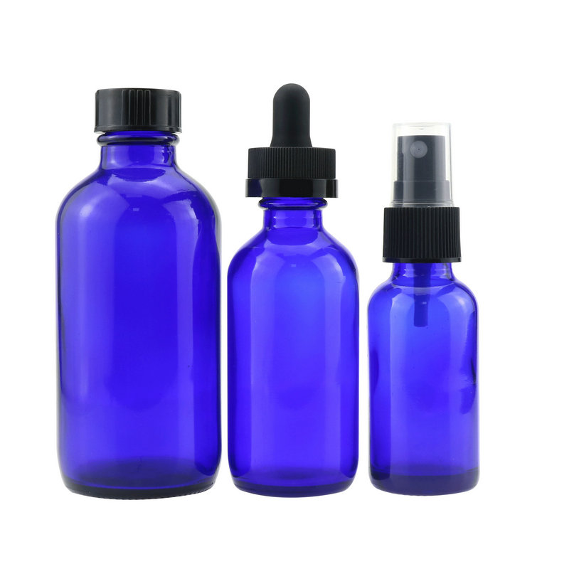 15ml 30ml 60ml 120ml Boston Round Glass Dropper Bottle blue Essential Oil Dropper Bottle with childproof cap