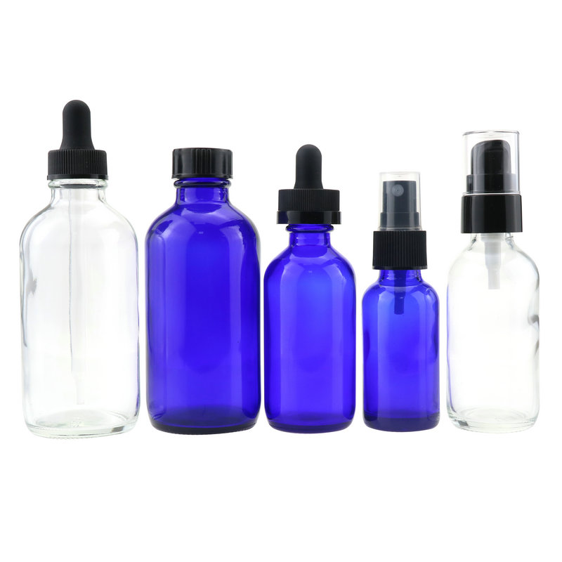 15ml 30ml 60ml 120ml Boston Round Glass Dropper Bottle blue Essential Oil Dropper Bottle with childproof cap