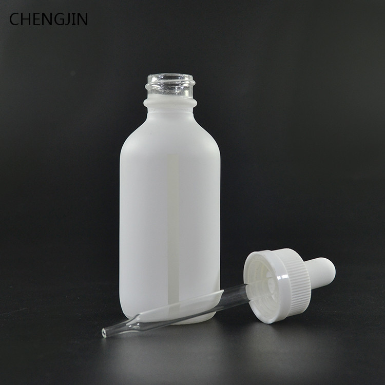 15ml 30ml 60ml 120ml Matte White Boston Round Glass Dropper Bottle with childproof CRC cap