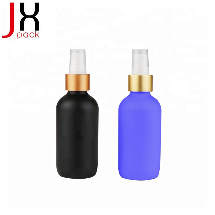 15ml 30ml 60ml 120ml matte black frosted essential oil glass boston round spray bottles with pump sprayer