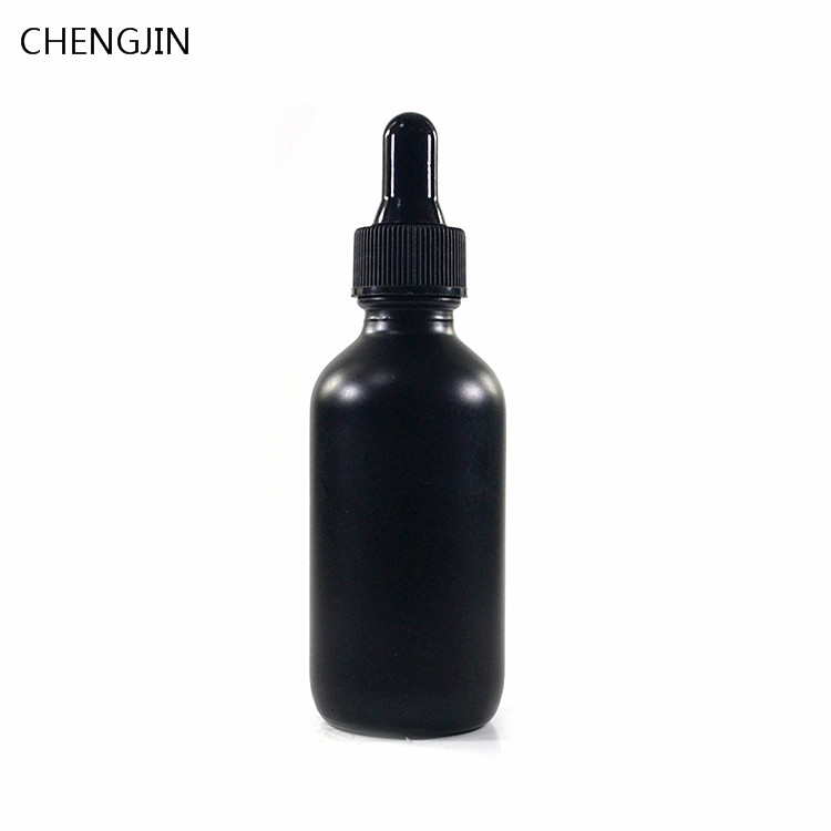 15ml 30ml 60ml 120ml matte black round boston glass dropper bottle for beard oil