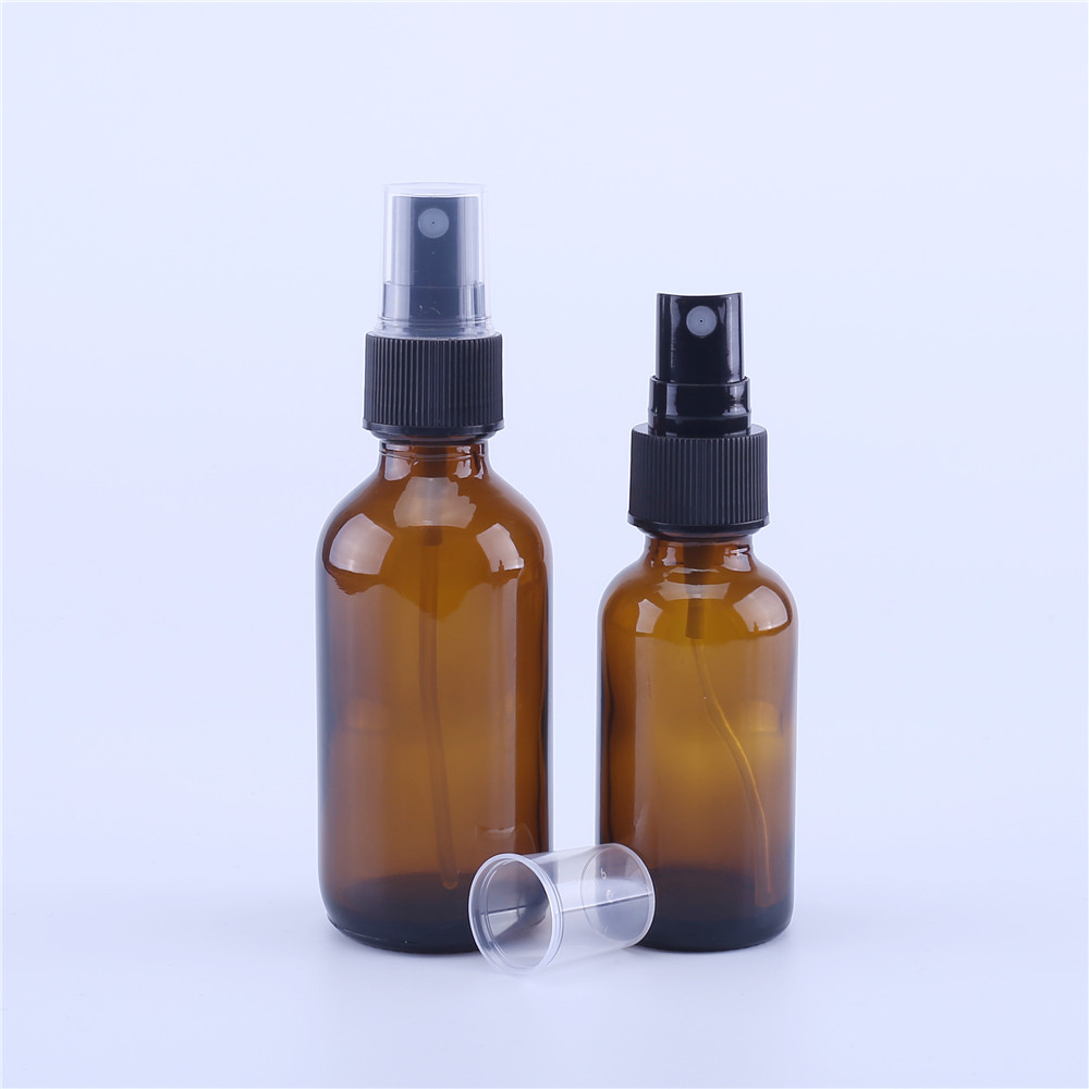 15ml 30ml 60ml 120ml serum Boston round glass bottle essential oil glass bottles with dropper & sprayer lid