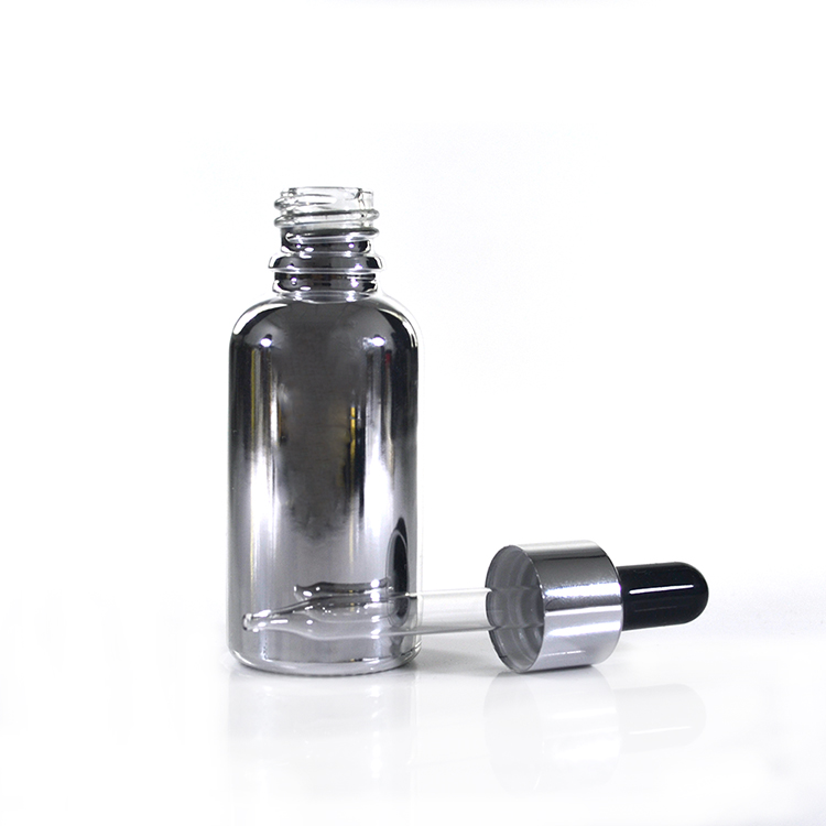 15ml 30ml 60ml 120ml sliver plated glass bottle with dropper for essential oil serum