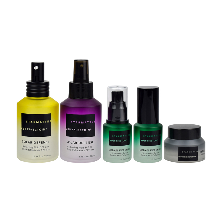 15ml 30ml 60ml 125ml 200ml gradient green beauty face toner lotion glass bottle 15g 30g 50g 100g cream jar