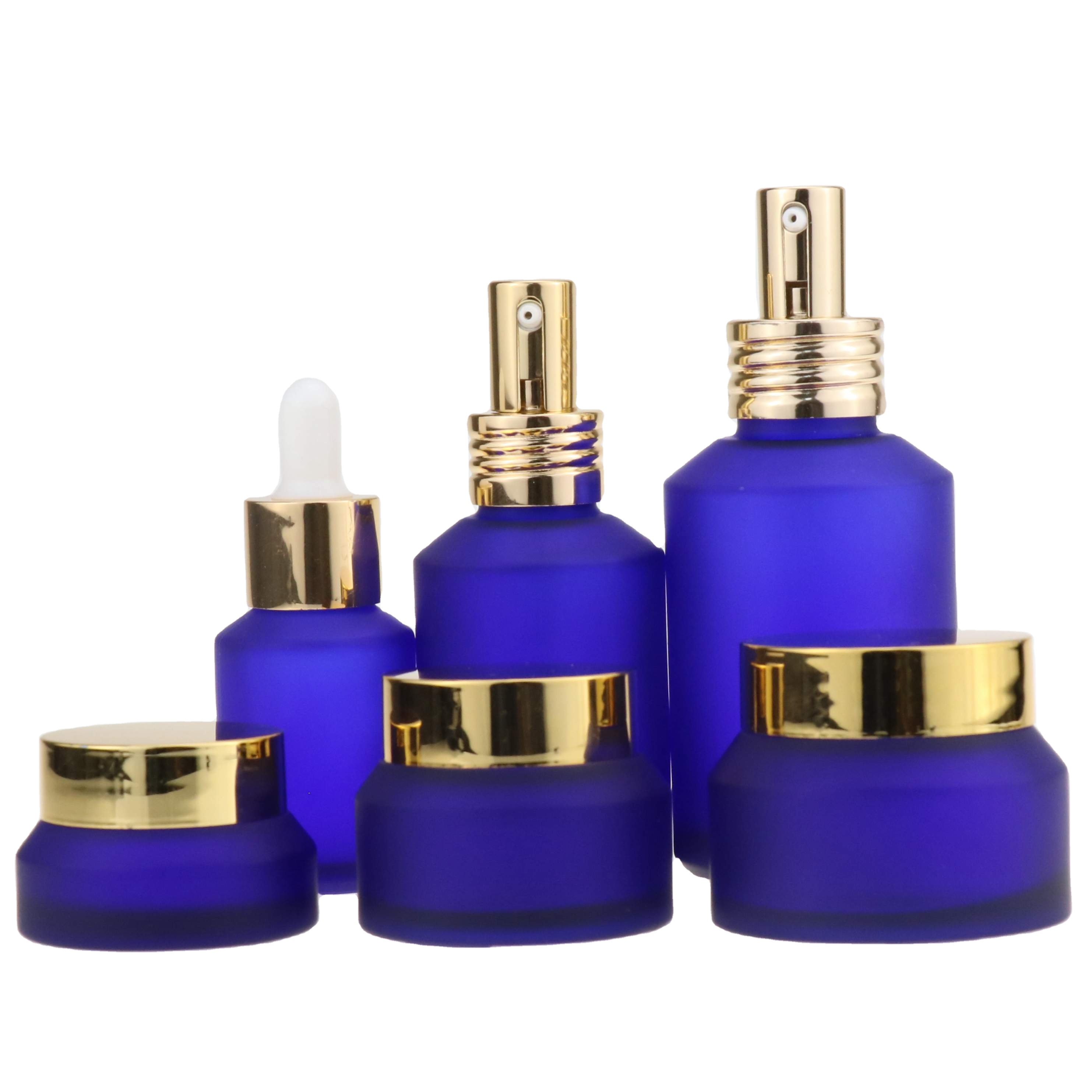 15ml 30ml 60ml 125ml 250ml slant shoulder glass cosmetic dropper bottle and cream jar with pump and sprayer