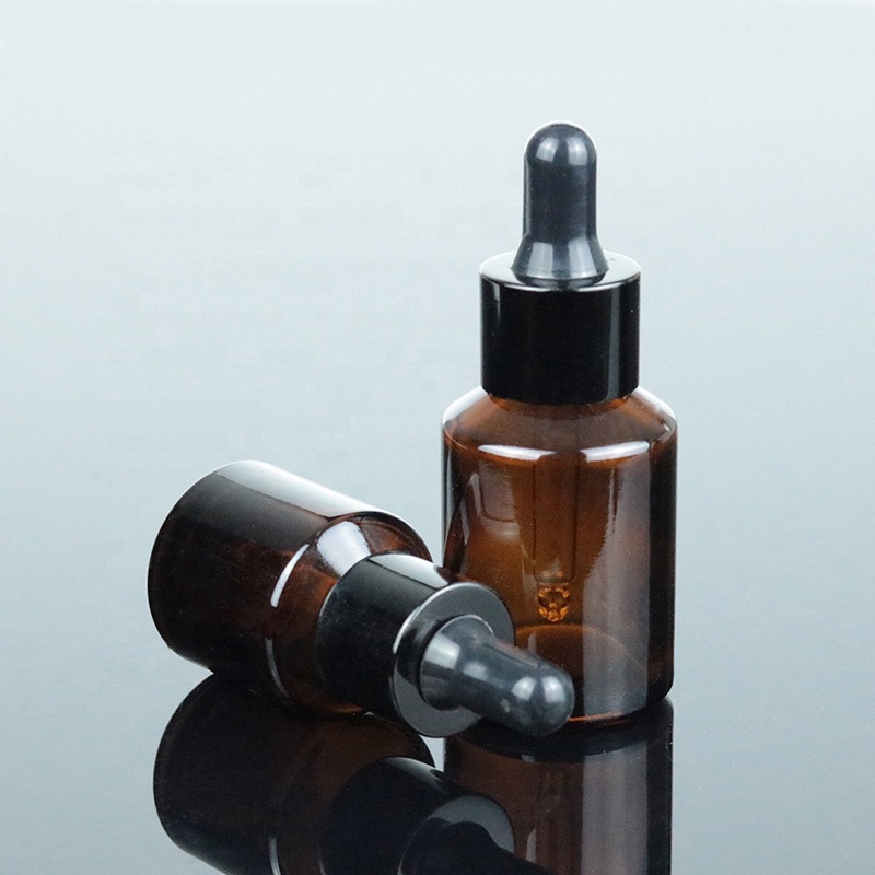 15ml 30ml 60ml 1oz 2oz Luxury Slant Amber Essential Oil Bottle Packaging Empty Glass Dropper Bottle With Smooth Cap (GRA28)