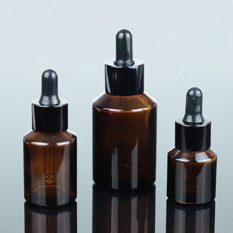 15ml 30ml 60ml 1oz 2oz Luxury Slant Amber Essential Oil Bottle Packaging Empty Glass Dropper Bottle With Smooth Cap (GRA28)