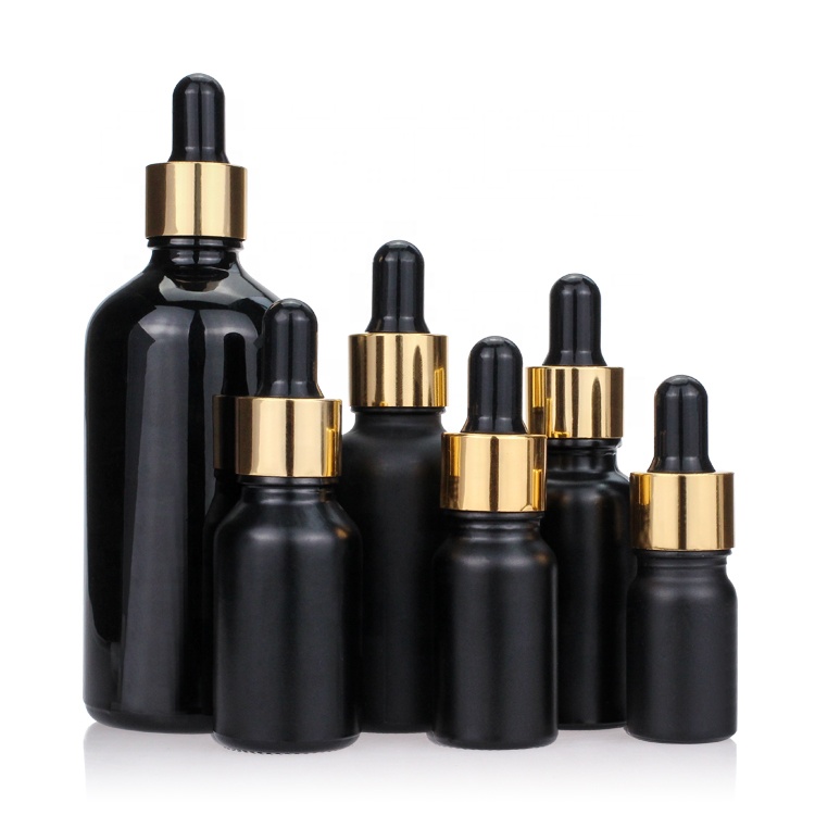 15ml 30ml 60ml Frosted Black Boston Glass Bottle with dropper pipette