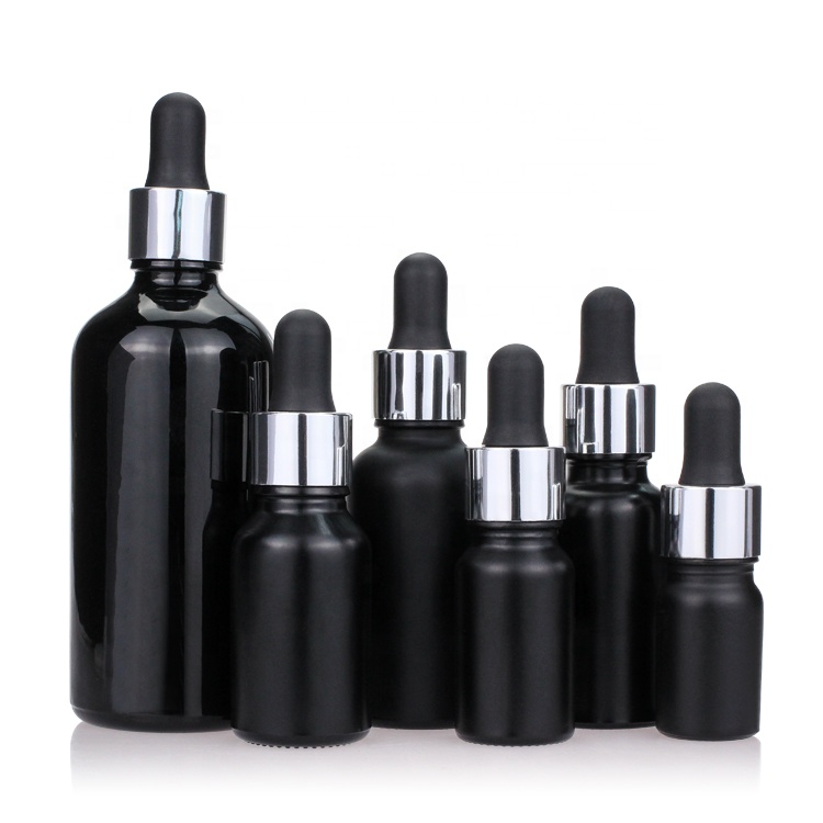 15ml 30ml 60ml Frosted Black Boston Glass Bottle with dropper pipette