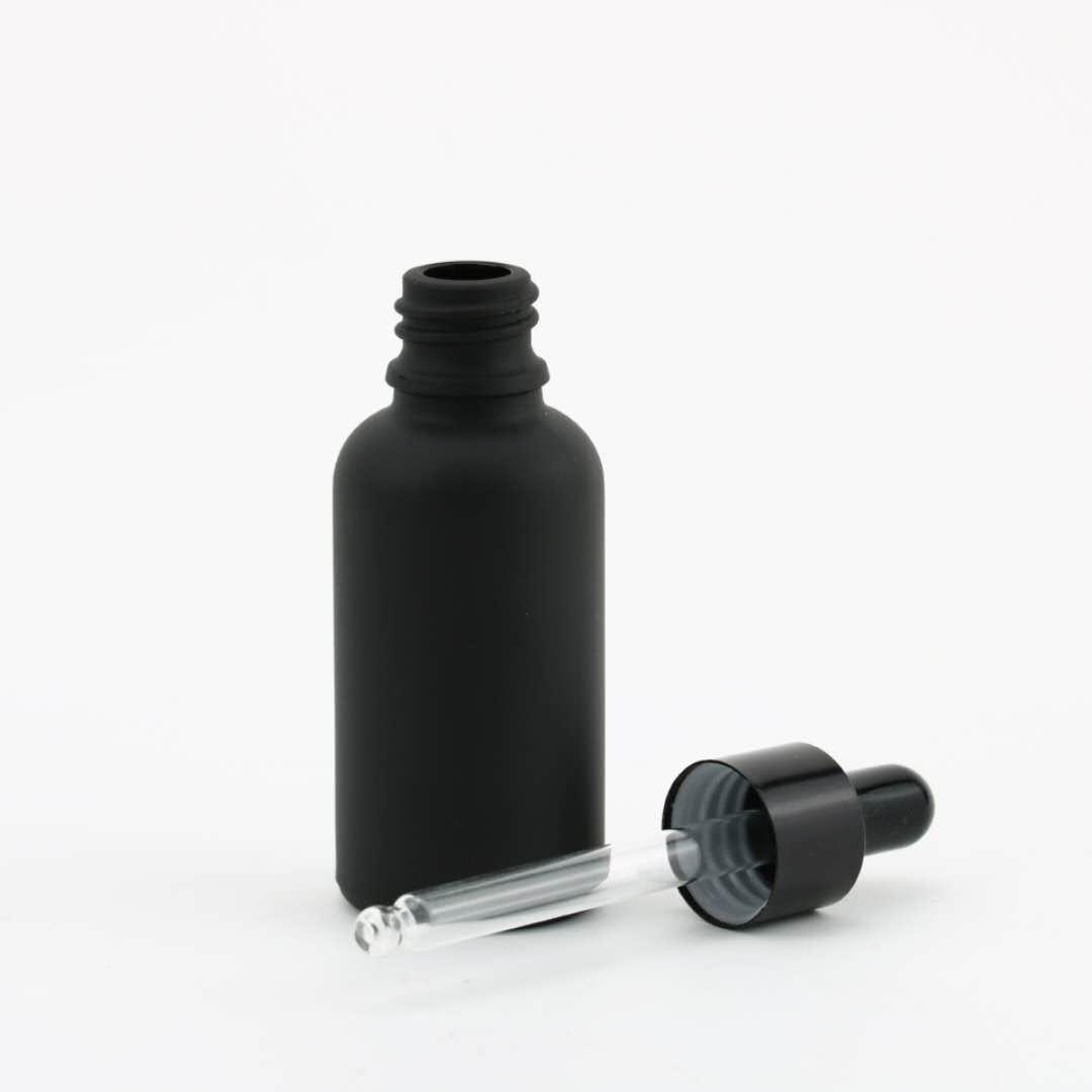 15ml 30ml 60ml Frosted Black Boston Glass Bottle with dropper pipette