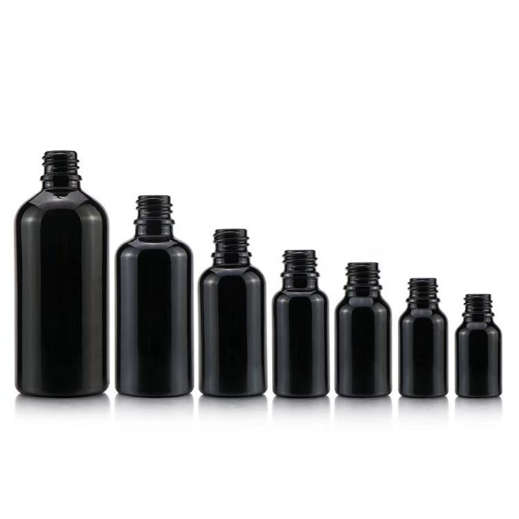 15ml 30ml 60ml black frosted Cosmetic packaging jar and bottle with violet screw top dropper pump for essential oil bottle