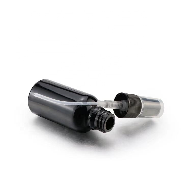 15ml 30ml 60ml black frosted Cosmetic packaging jar and bottle with violet screw top dropper pump for essential oil bottle