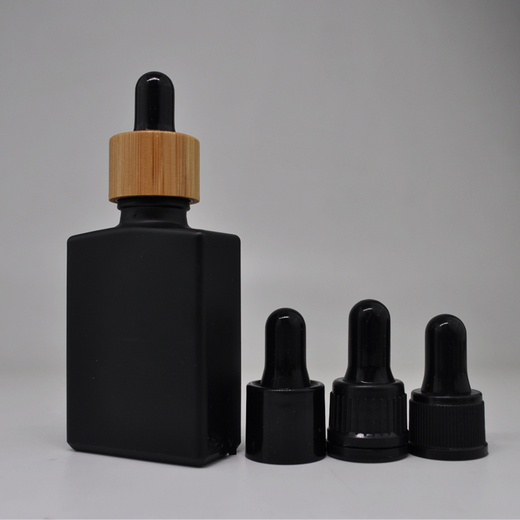15ml 30ml 60ml e liquid juice black essential oil square glass bottles with bamboo lid