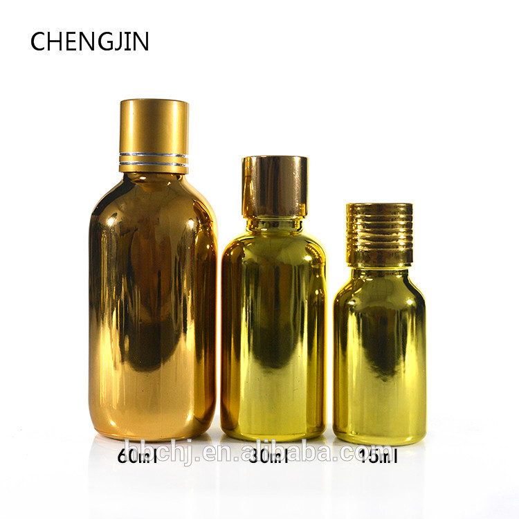 15ml 30ml 60ml empty UV gold silver electroplating essential oil glass dropper bottles 120ml 1 oz 2oz