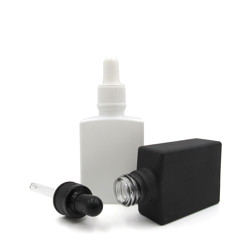 15ml 30ml 60ml matte black square glass dropper bottle retangular frosted black bottle dropper