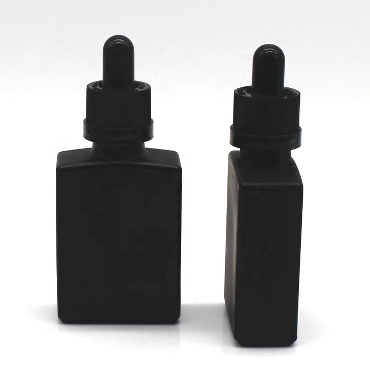 15ml 30ml 60ml matte black square glass dropper bottle retangular frosted black bottle dropper