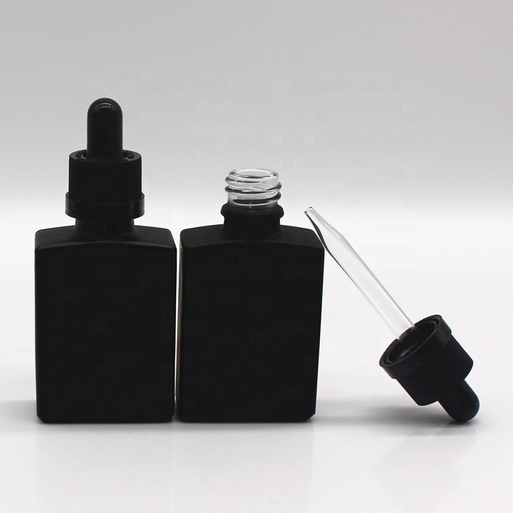 15ml 30ml 60ml matte black square glass dropper bottle retangular frosted black bottle dropper