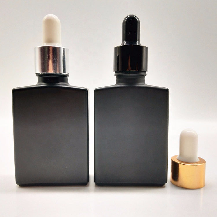 15ml 30ml 60ml matte black square glass dropper bottle retangular frosted black bottle dropper