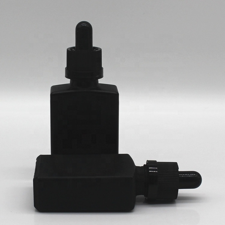 15ml 30ml 60ml matte black square glass dropper bottle retangular frosted black bottle dropper