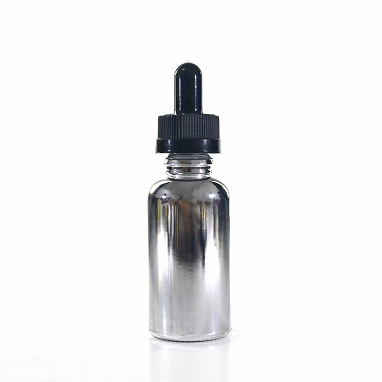 15ml 30ml 60ml silver plating gold Electroplating essential oil glass dropper bottle with CRC child safety cap