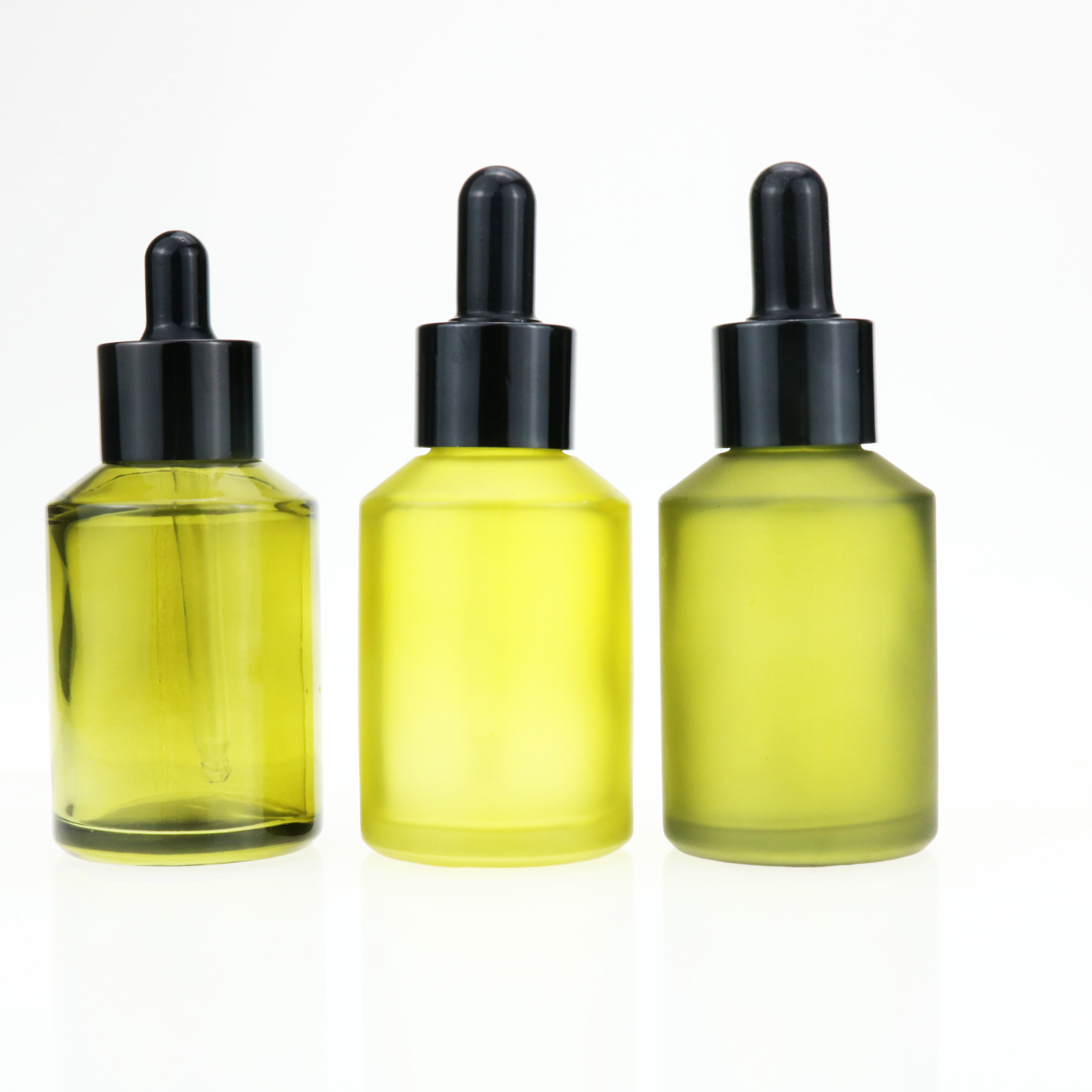 15ml 30ml 60ml slant flat shoulder glass bottle frosted dark green glass dropper bottle serum bottle