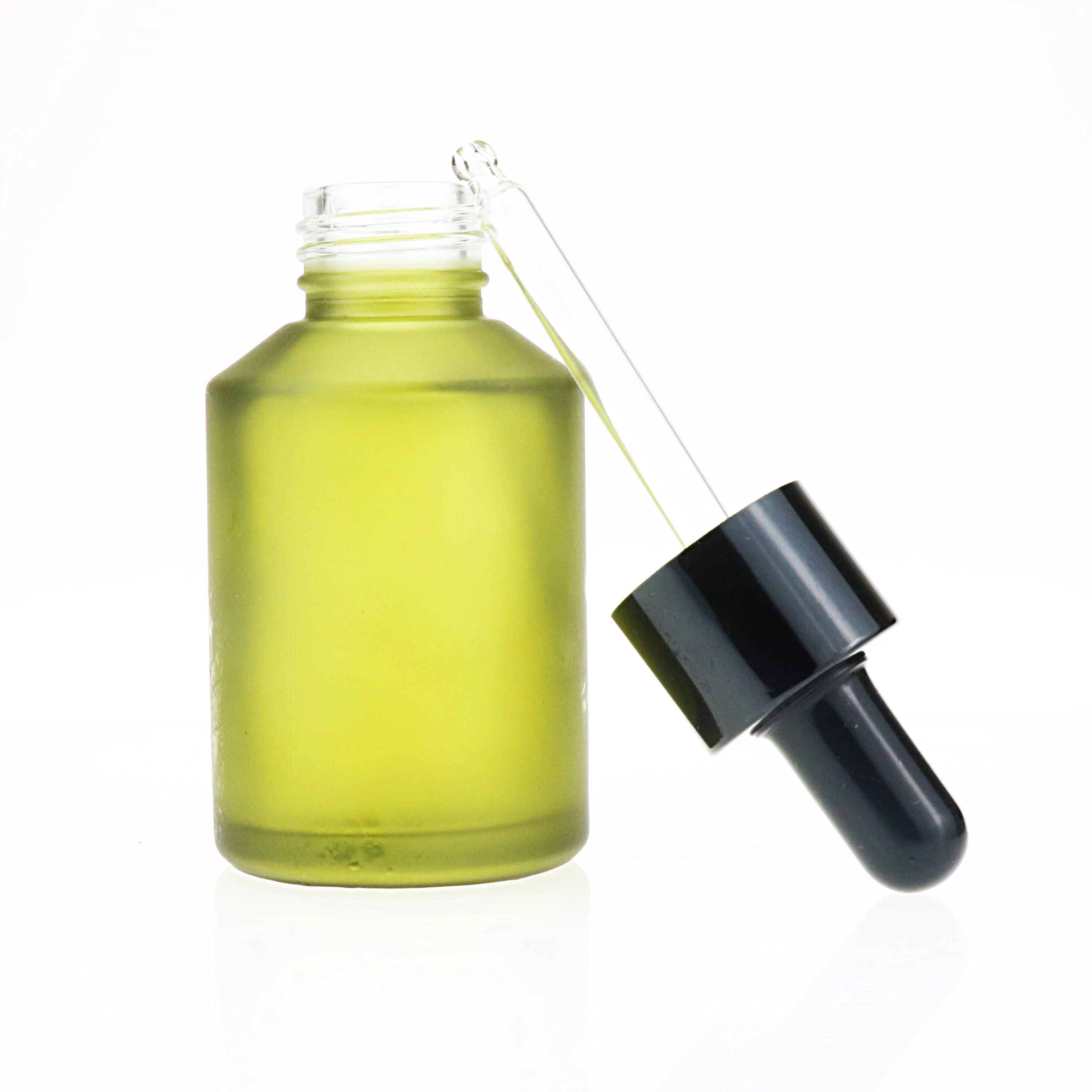 15ml 30ml 60ml slant flat shoulder glass bottle frosted dark green glass dropper bottle serum bottle