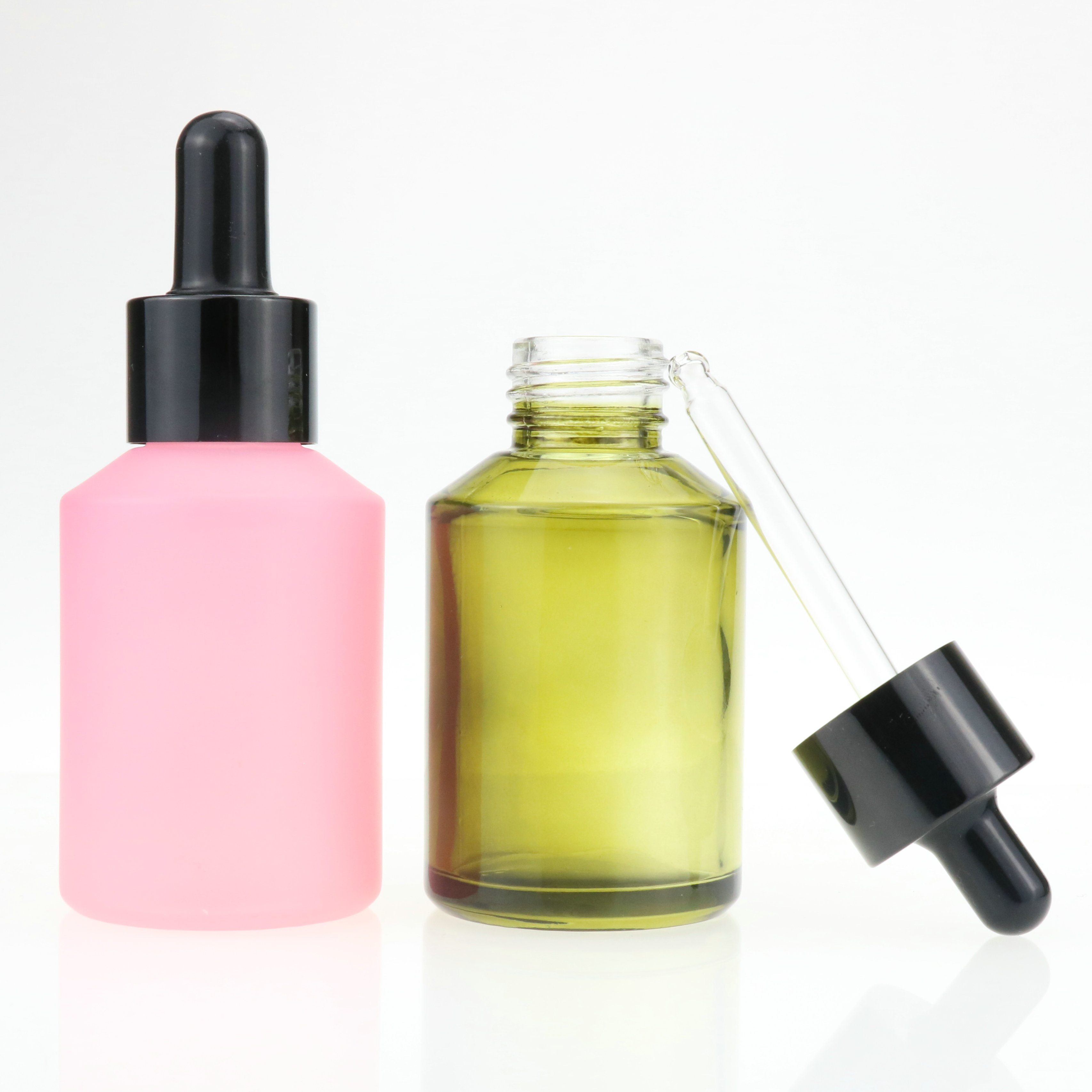 15ml 30ml 60ml slant flat shoulder glass bottle frosted dark green glass dropper bottle serum bottle