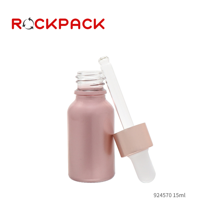 15ml 30ml Rose gold essence oil bottle Transparent pink dropper bottle