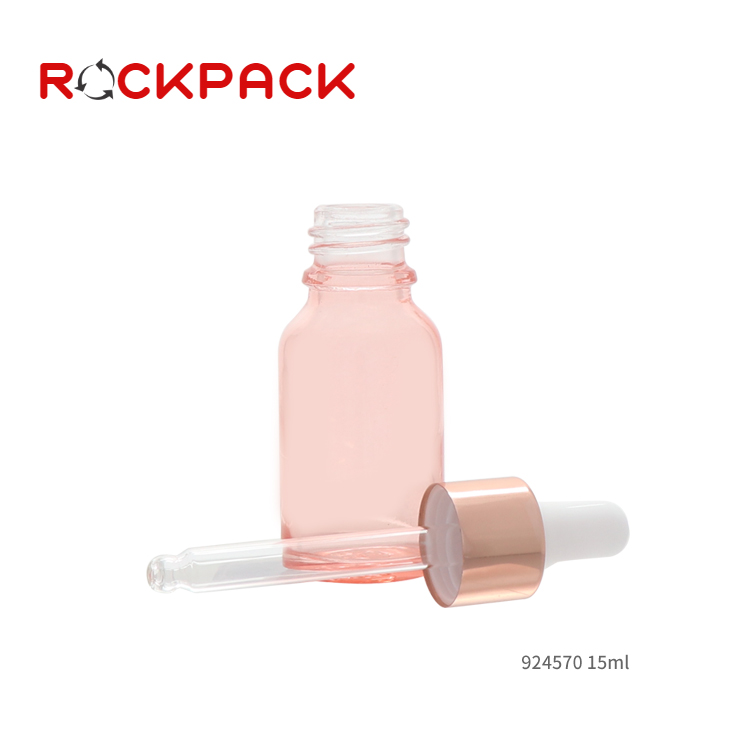 15ml 30ml Rose gold essence oil bottle Transparent pink dropper bottle