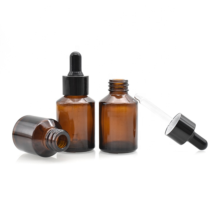 15ml 30ml amber slanted shoulder glass dropper bottle with aluminum cap for essential oil perfume cosmetic