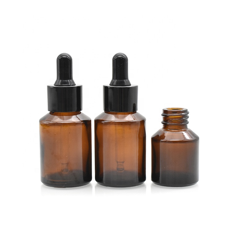 15ml 30ml amber slanted shoulder glass dropper bottle with aluminum cap for essential oil perfume cosmetic