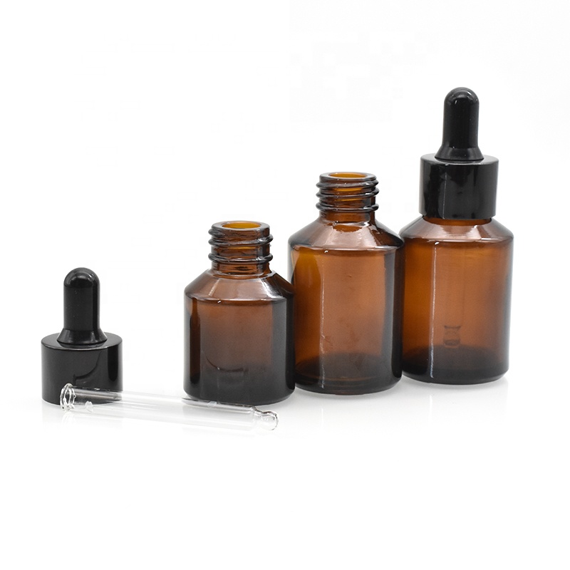 15ml 30ml amber slanted shoulder glass dropper bottle with aluminum cap for essential oil perfume cosmetic