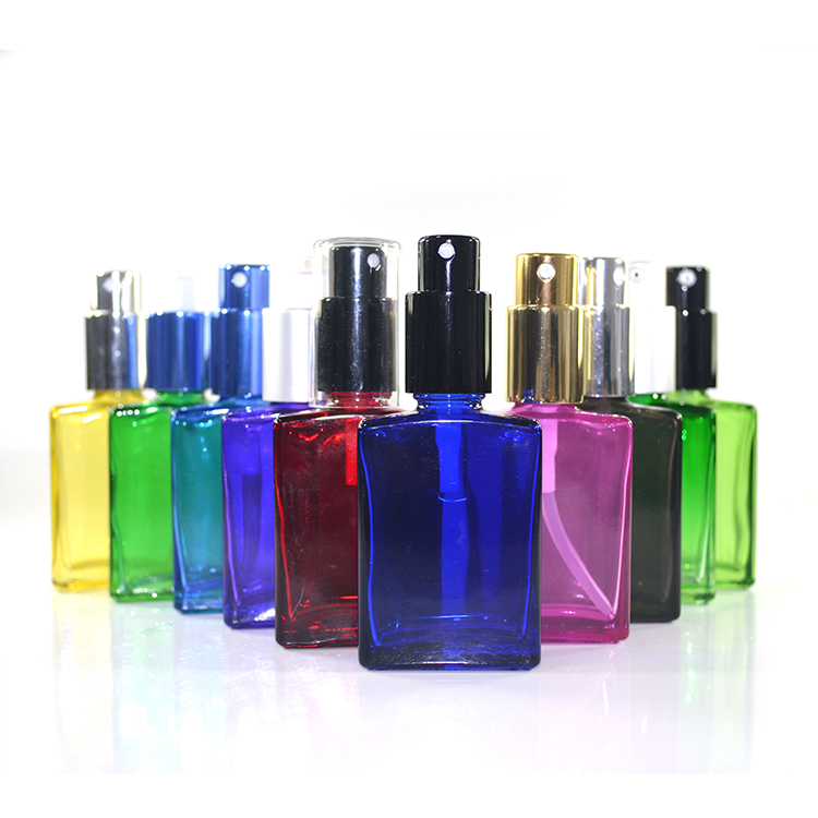 15ml 30ml clear black blue red green rectangular spray perfume glass bottle for cosmetic