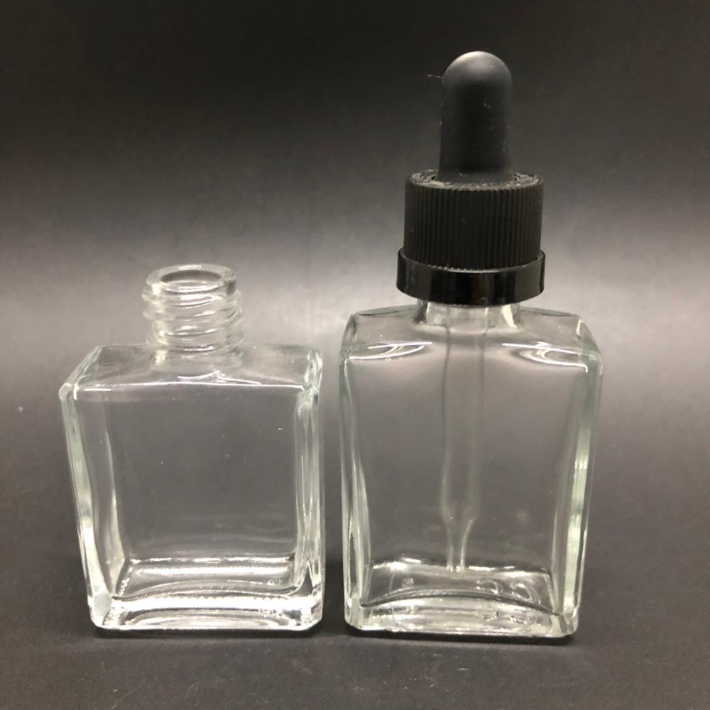 15ml 30ml clear flat bottle rectangular shape glass dropper bottle wholesale