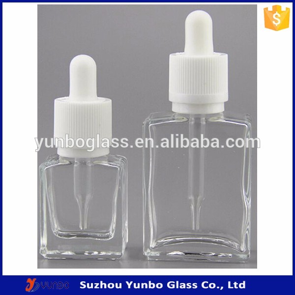 15ml 30ml clear flat bottle rectangular shape glass dropper bottle wholesale