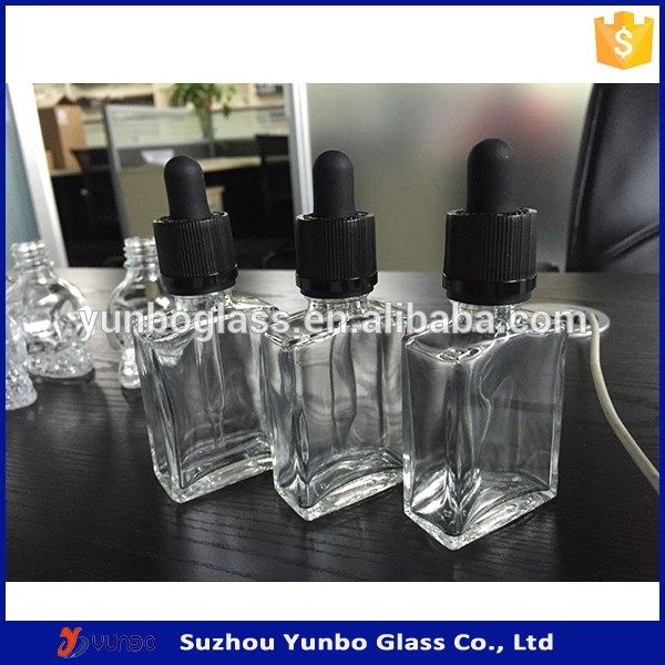 15ml 30ml clear flat bottle rectangular shape glass dropper bottle wholesale