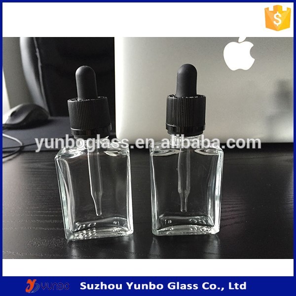 15ml 30ml clear flat bottle rectangular shape glass dropper bottle wholesale