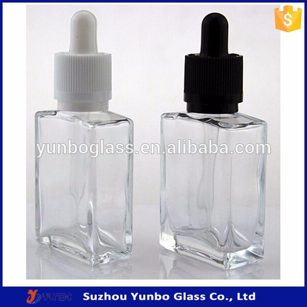 15ml 30ml clear flat bottle rectangular shape glass dropper bottle wholesale