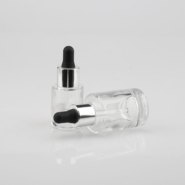 15ml 30ml clear flat shoulder round straight glass essential oil bottle