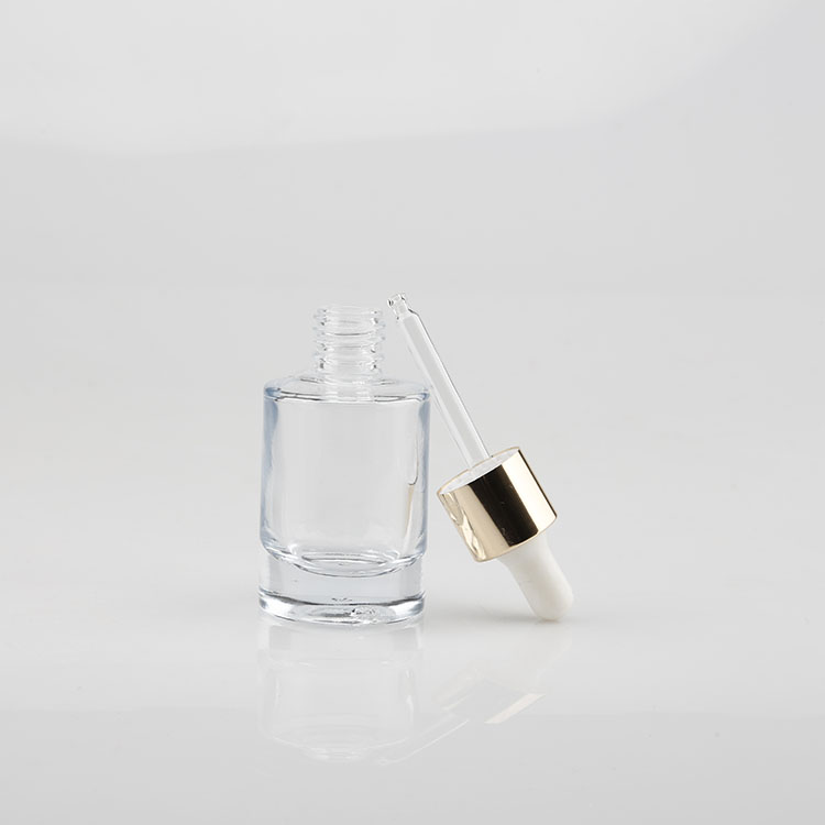 15ml 30ml clear flat shoulder round straight glass essential oil bottle