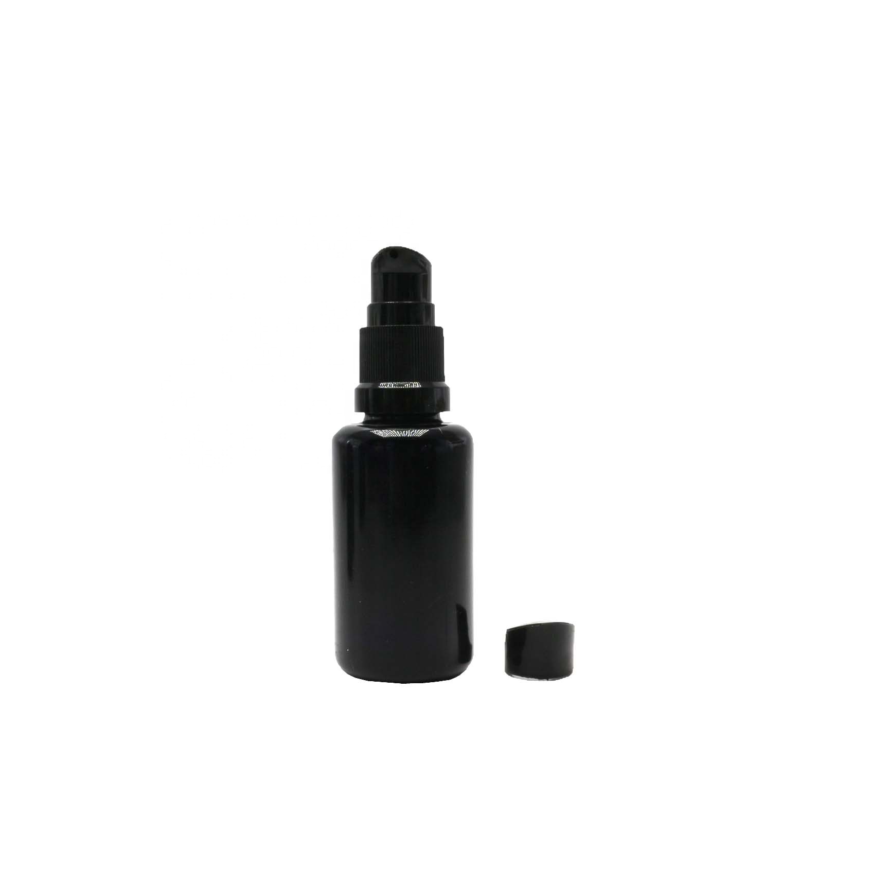 15ml 30ml cosmetic packaging black uv essential oil glass pump bottle VJ-CC261