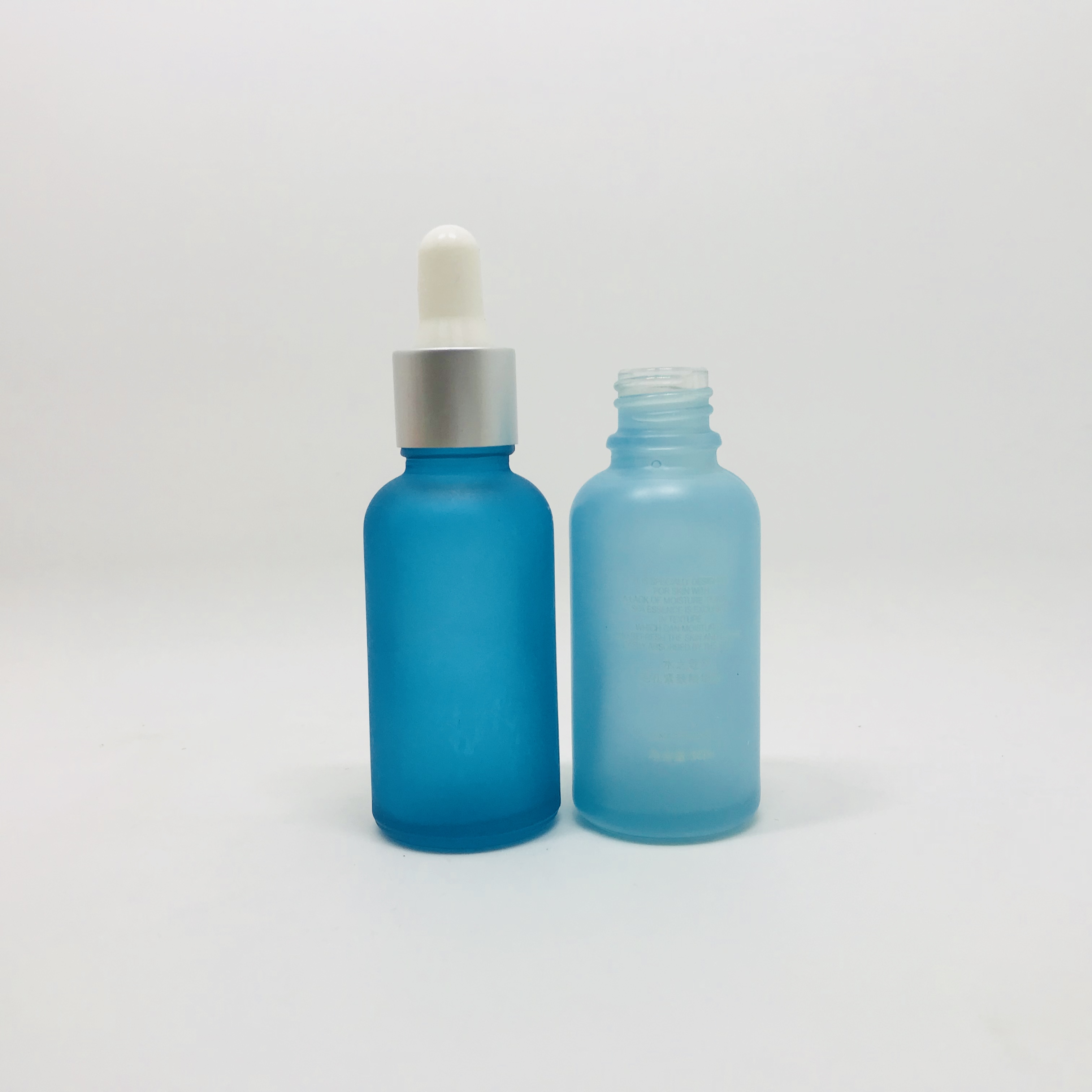 15ml 30ml cosmetic packaging pink frost essential oil glass dropper bottle rose gold pump cap